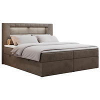 BOXBETT GOLD-5 LED 200/200 Braun Velvet - H3 - Braun, Holz/Textil (200/200cm) - MKS