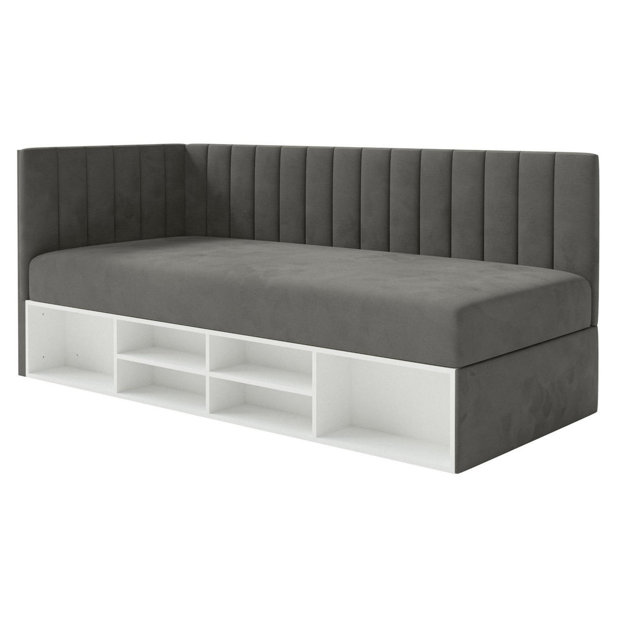 JUGENDBETT Ventrio Dunkelgrau Easy-Clean-Samtbezug 90x200 cm - Dunkelgrau, Kunststoff/Textil (90/200cm) - Selsey