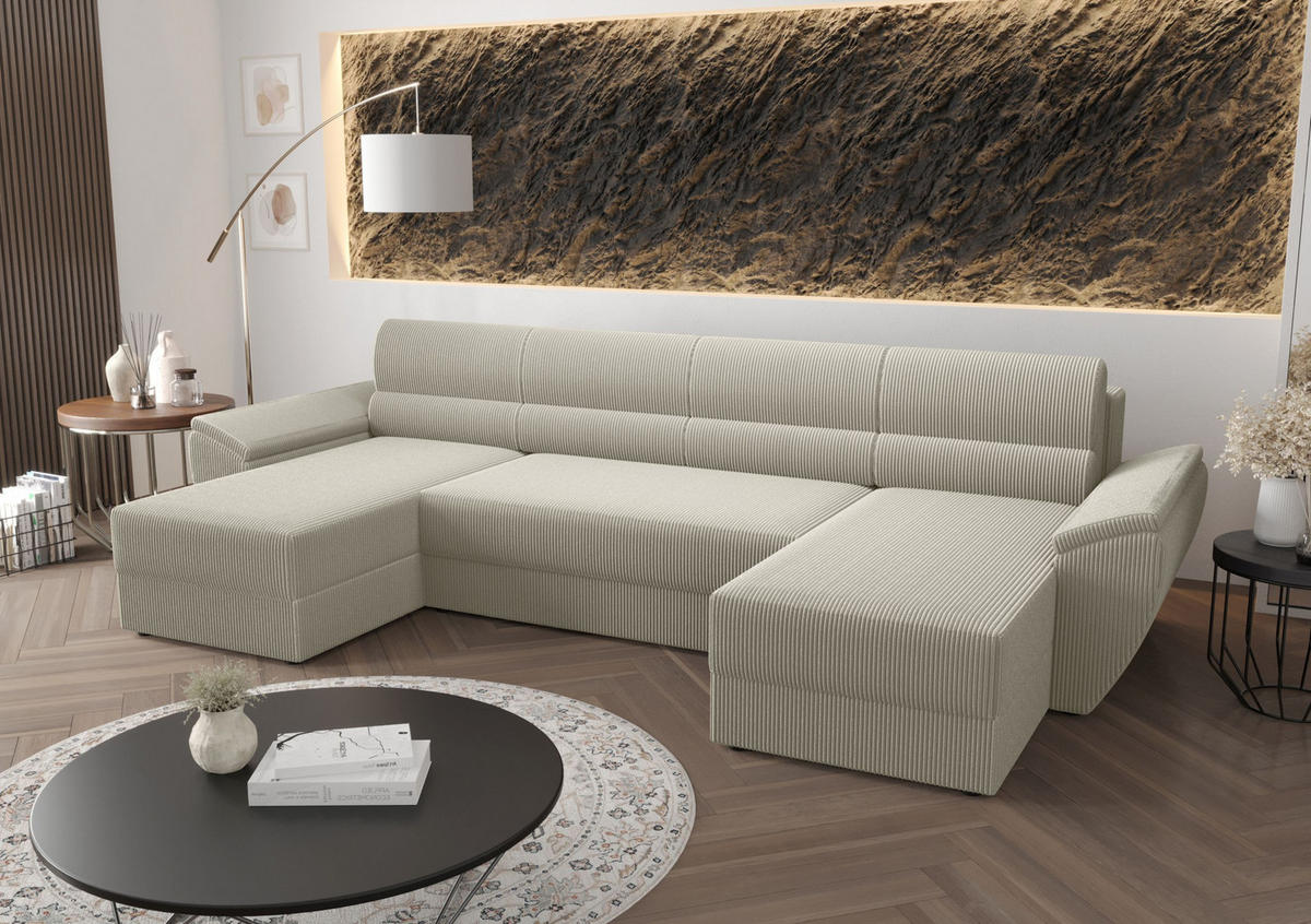 ECKSOFA REBIU2 Poso 100 mit Schlaffunktion - Beige, Textil (326/86/140cm) - Bedante