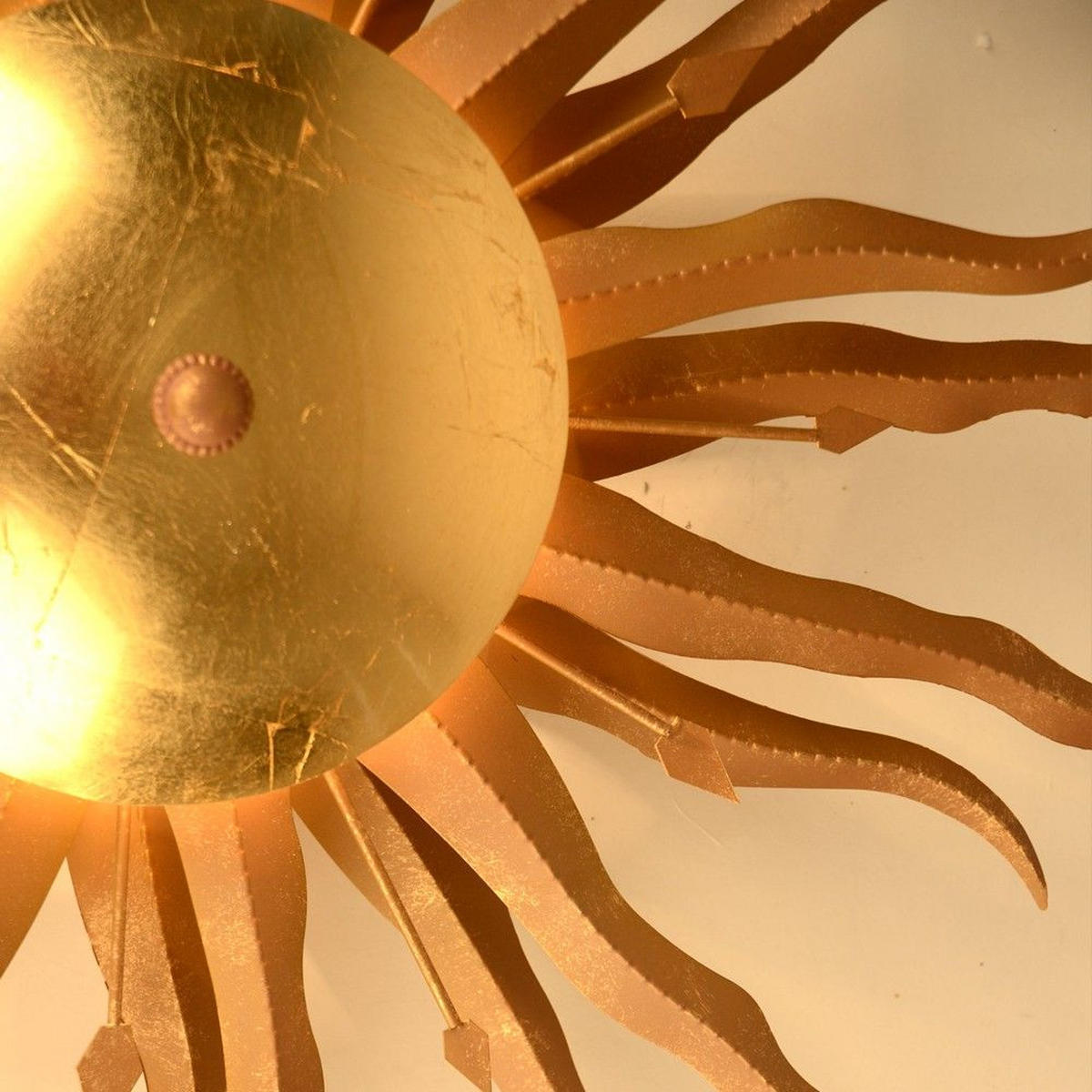 WAND-/DECKENLAMPE Diator XL handgeschmiedete Sonne Rost- & Goldfarben - Goldfarben, Metall (65/65/15cm) - s.luce