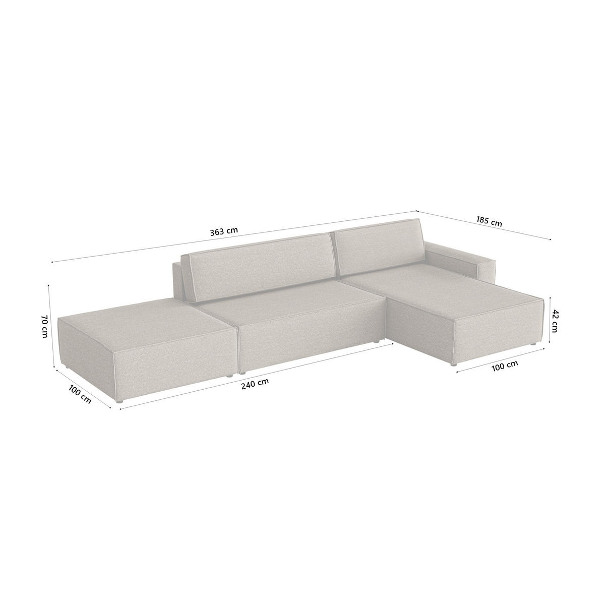 ECKSOFA Lummo La mit Schlaffunktion, Braun - Braun, Textil (363/185cm) - Fedve