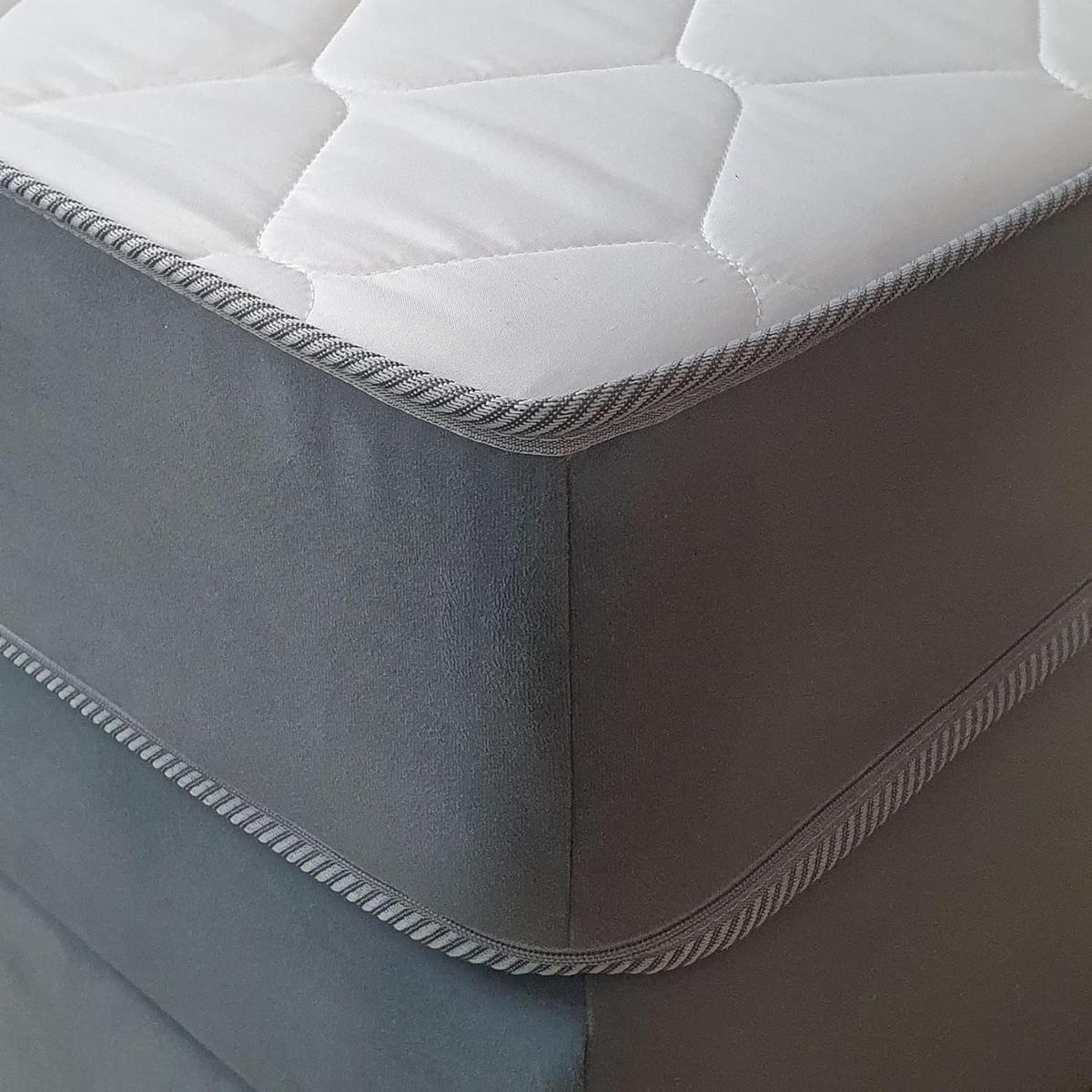 KONTINENTALBETT 100x200 cm mit Schubladen und Taschenmatratze, MIAMI, Visco Topper 5 cm, Grau - Grau, Holzwerkstoff/Kunststoff (100/200cm) - Trada