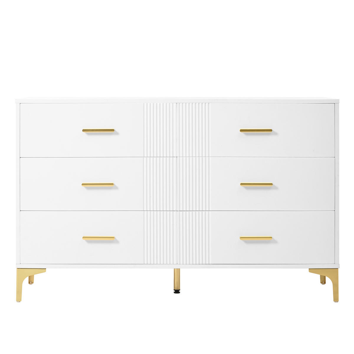 KOMODA z MDF 120x76x40 cm bílá se 6 zásuvkami a vlnitým čelem - bílá, kompozitní dřevo (120/76/40cm) - Modfu