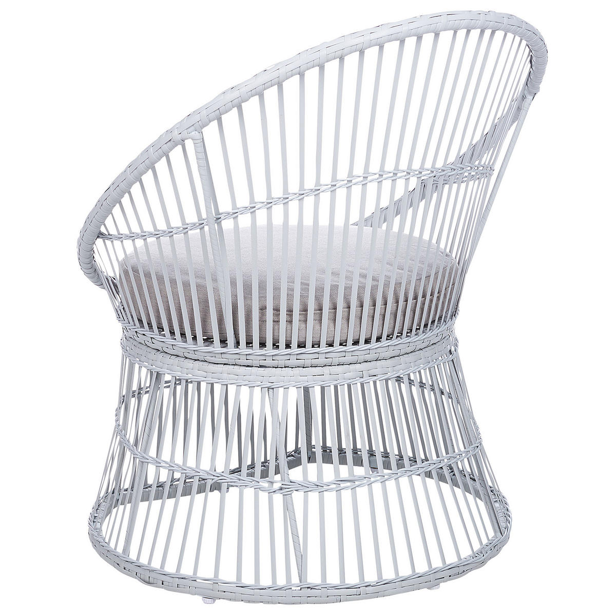 BALKONSET 2-Sitzer Rattan weiß Auflagen beige Mesyna - Beige/Weiß, Naturmaterialien/Textil - Beliani
