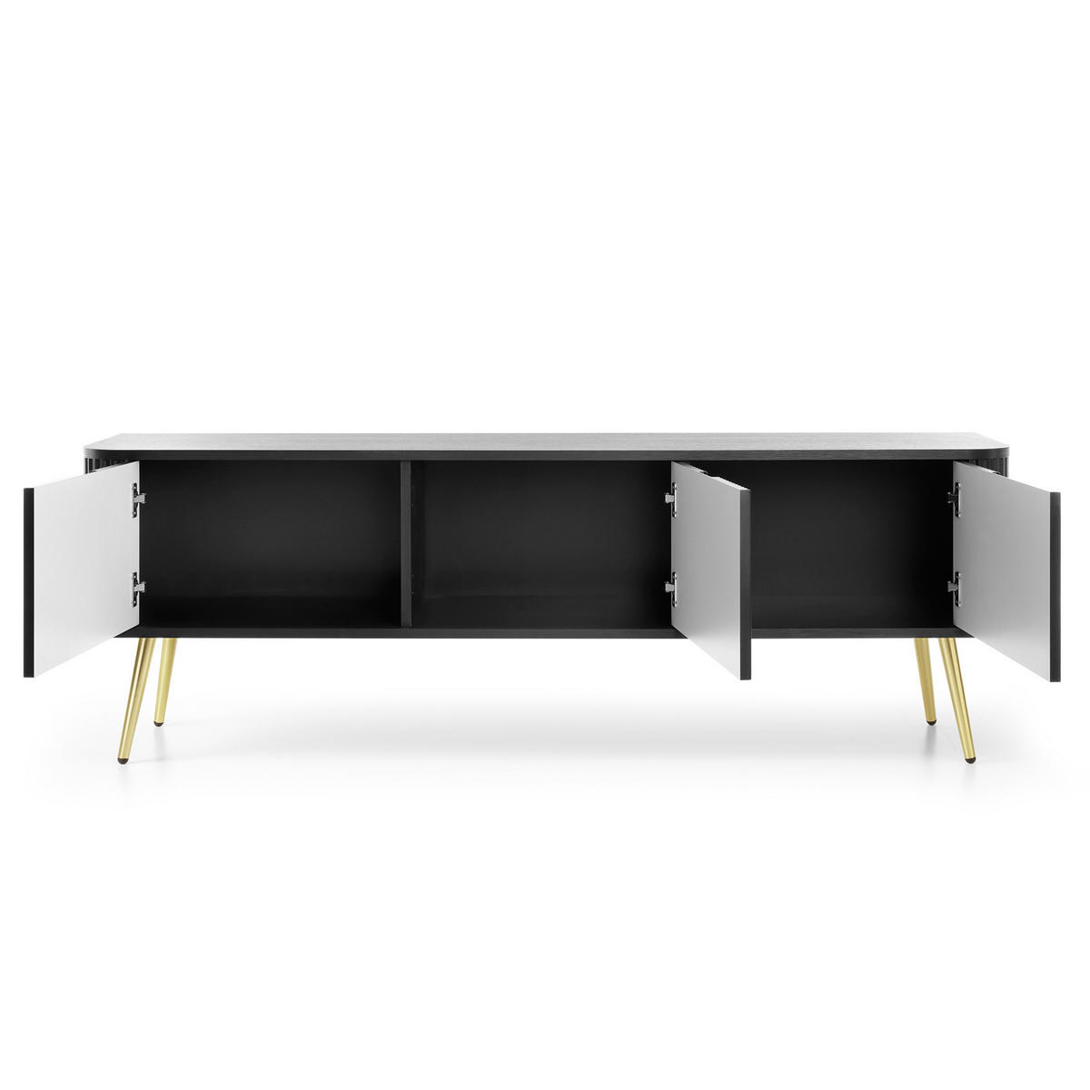 TV-SCHRANK Zova Schwarz, Goldene Beine, Tv-Tisch - Goldfarben/Schwarz, Holzwerkstoff/Metall (168/57/39cm) - Bettso