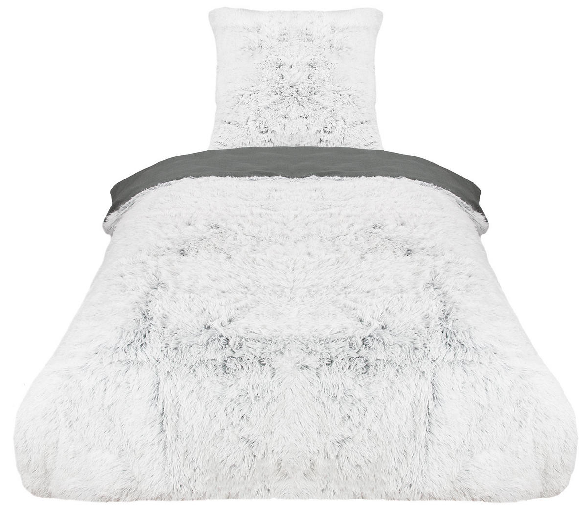 BETTWÄSCHE, 80x80 cm + 155x220 cm, 100% Polyester, Grau - Grau, Textil (155/220cm) - Zollner