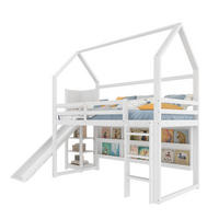 HOCHBETT 90/200 mit Rutsche, Regalen und LED-Leiste in Weiß - Weiß, Holz (90/200cm) - EVRYAE
