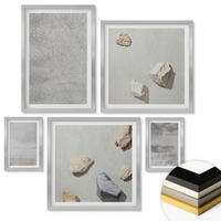 WANDBILDER 5er Set - 50x50 cm & 20x30 cm & 40x60 cm Silberner Rahmen - Moderne minimalistische Texturen - Silberfarben, Kunststoff (40/60cm) - ArtPrintCave