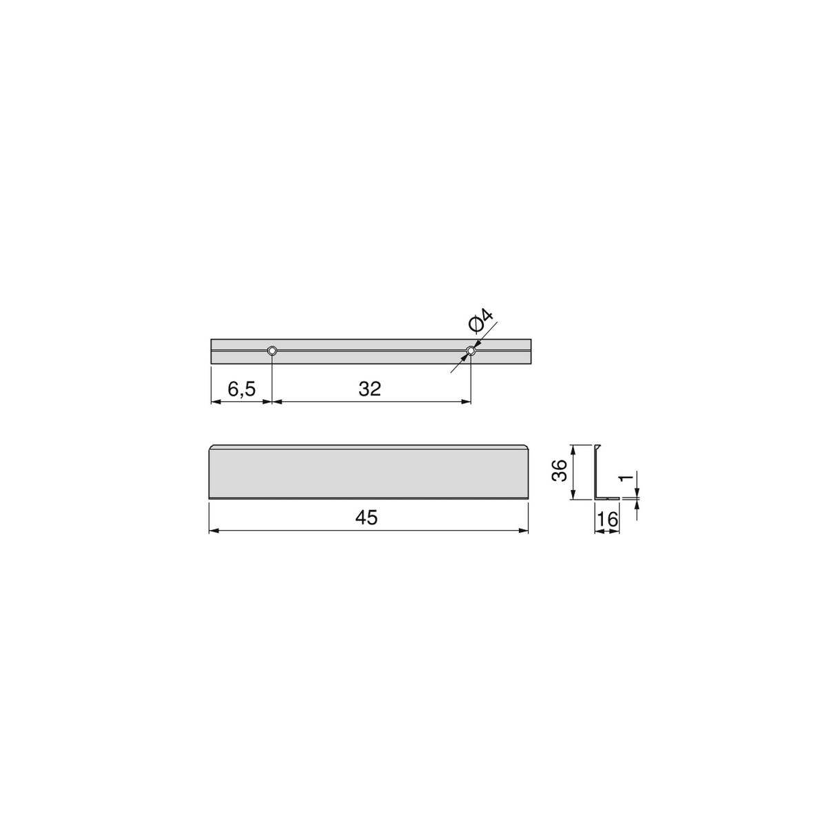 MÖBELGRIFFE Setubal, L45mm, 32mm Achsenabstand, Aluminium, matt eloxiert 25er-set - Dunkelgrau, Metall (1.6/4/4.5cm) - EMUCA