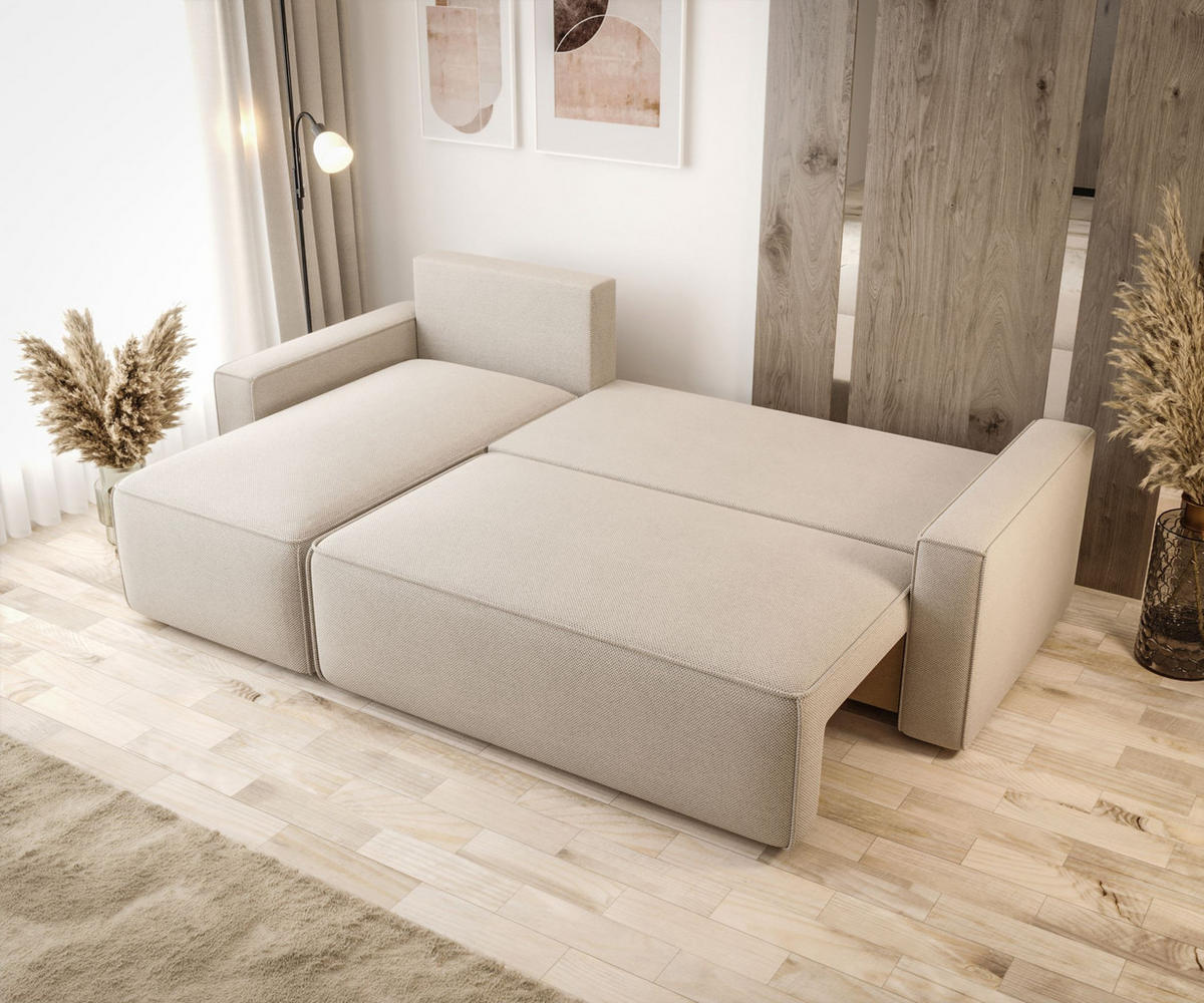 ECKSOFA HAVANA links schwarz Strickstoff Curio 99 - Schlaffunktion, Bettkasten - Schwarz, Textil (232/140cm) - Cornero