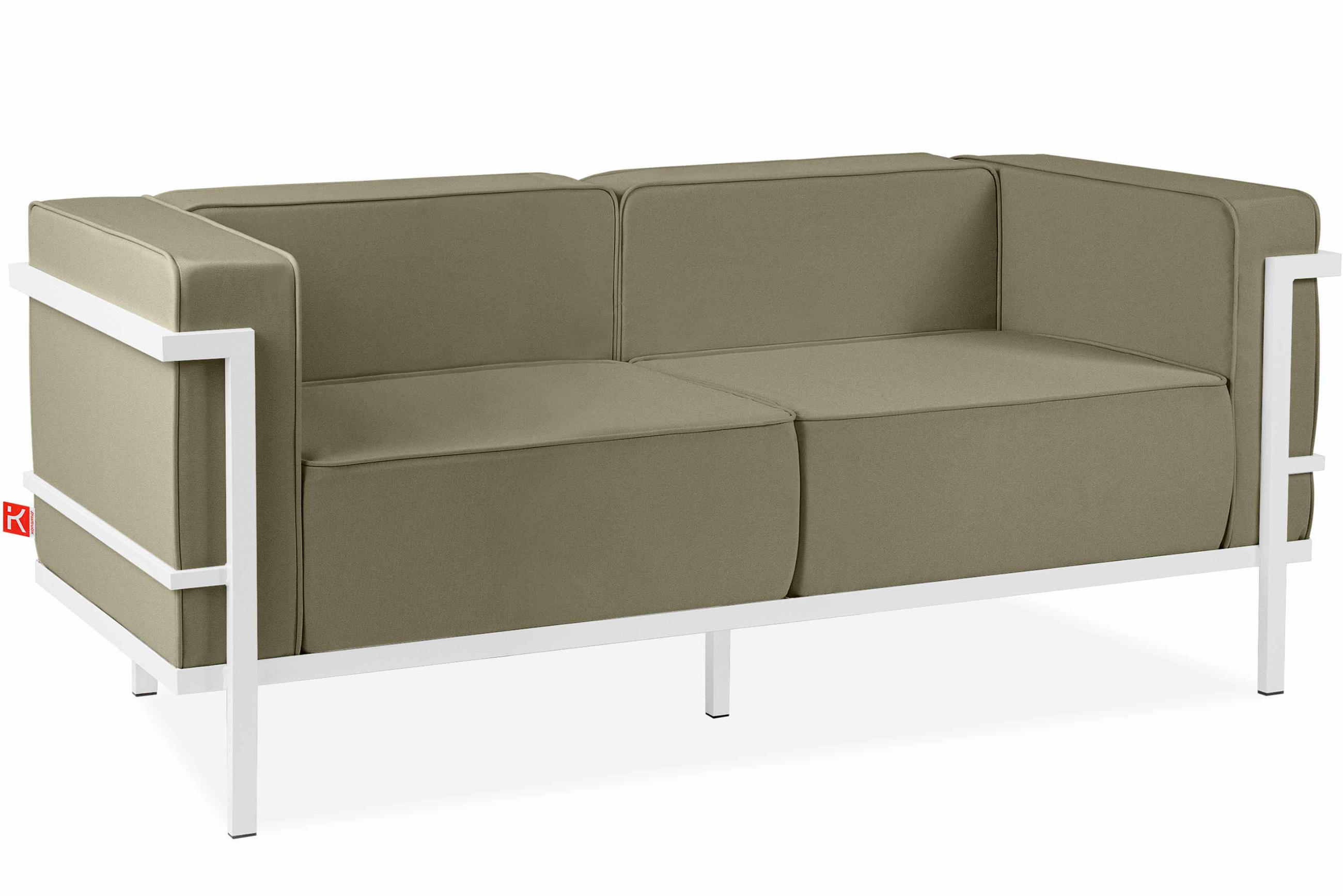 GARTENSOFA TRIGLO 2-Personen, Stahlrahmen, Modern, Weiß/Beige - Beige/Weiß, Textil/Metall (164/70/69cm) - KONSIMO®