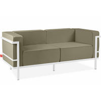 GARTENSOFA TRIGLO 2-Personen, Stahlrahmen, Modern, Weiß/Beige - Beige/Weiß, Textil/Metall (164/70/69cm) - KONSIMO®