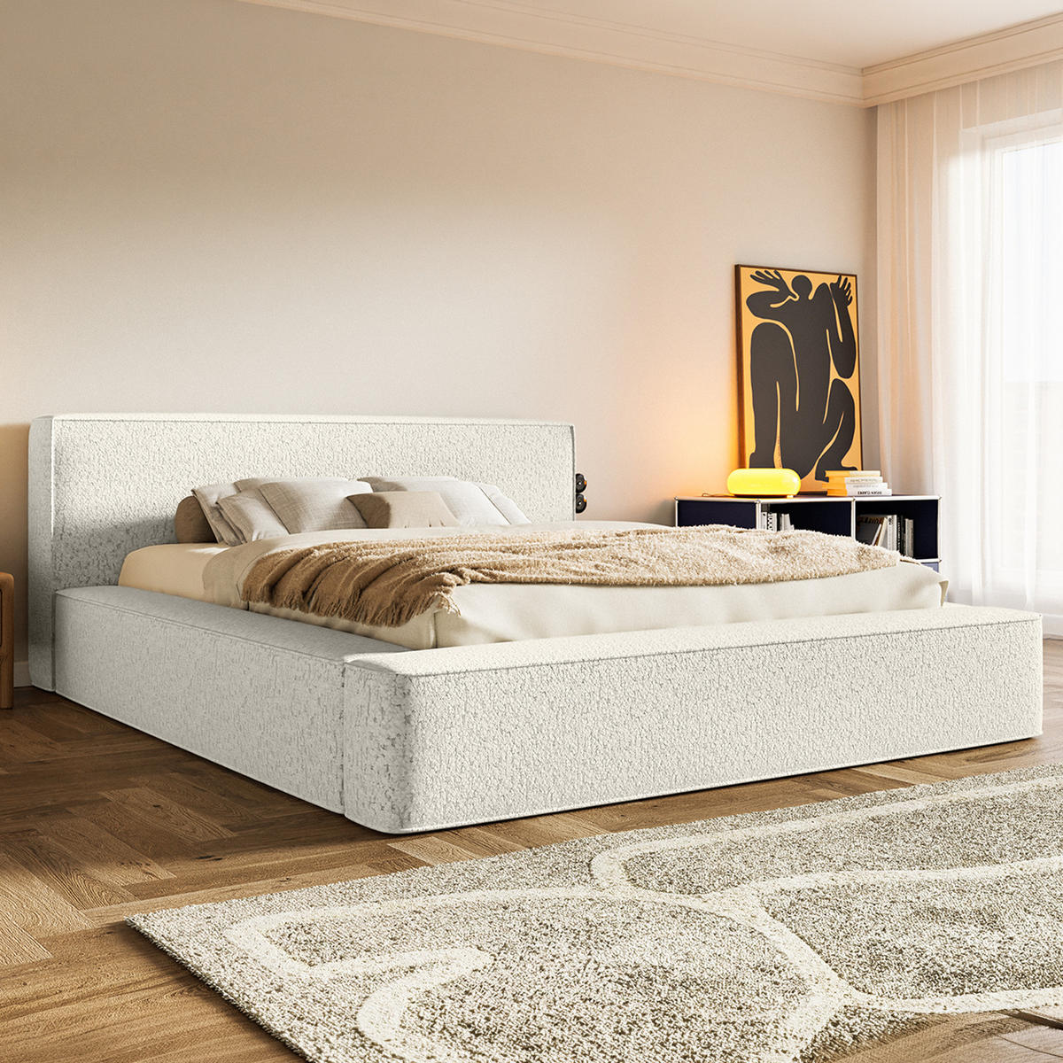 POLSTERBETT Mummo Premium 160x200 cm, Weiß - Weiß, Textil (200/160cm) - Fedve