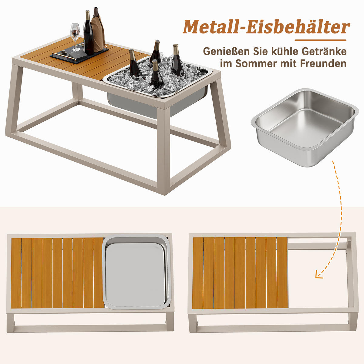 MODULARES OUTDOOR-SOFA-SET Grau/Beige - Beige, Metall - ComfortXL