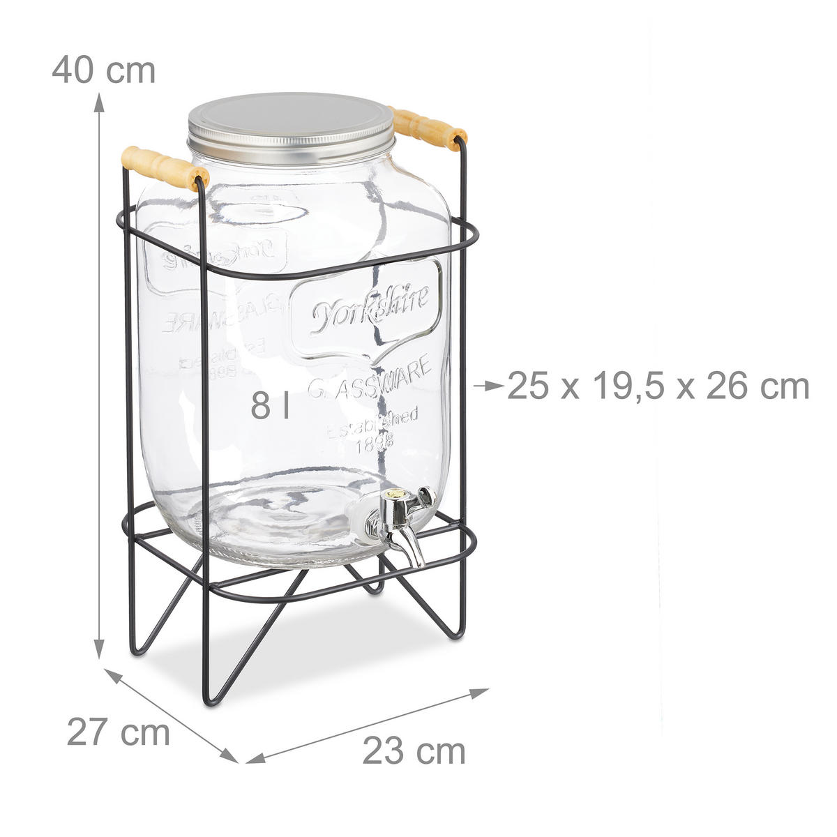 GETRÄNKESPENDER - Transparent, Glas/Kunststoff (8L) - Relaxdays