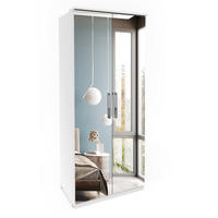 DREHTÜRENSCHRANK OTTIMA 90/217/63 cm 2-türig mit Spiegel Weiß - Weiß, Holzwerkstoff (90/217/63cm) - MASSENO