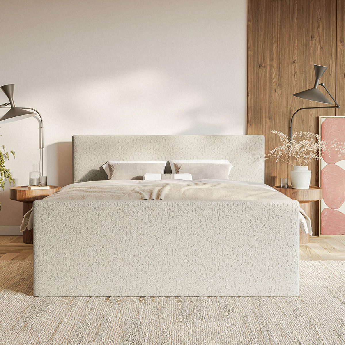 BOXSPRINGBETT Velipoja Premium 140x200 cm, Beige - Beige, Textil (140/200cm) - Fedve