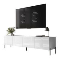 TV-LOWBOARD COLGANTE 200 cm auf Schwarz Metallbeinen - Weiß Hochglanz/Schwarz, Holzwerkstoff/Metall (200/50/40cm) - Lookway