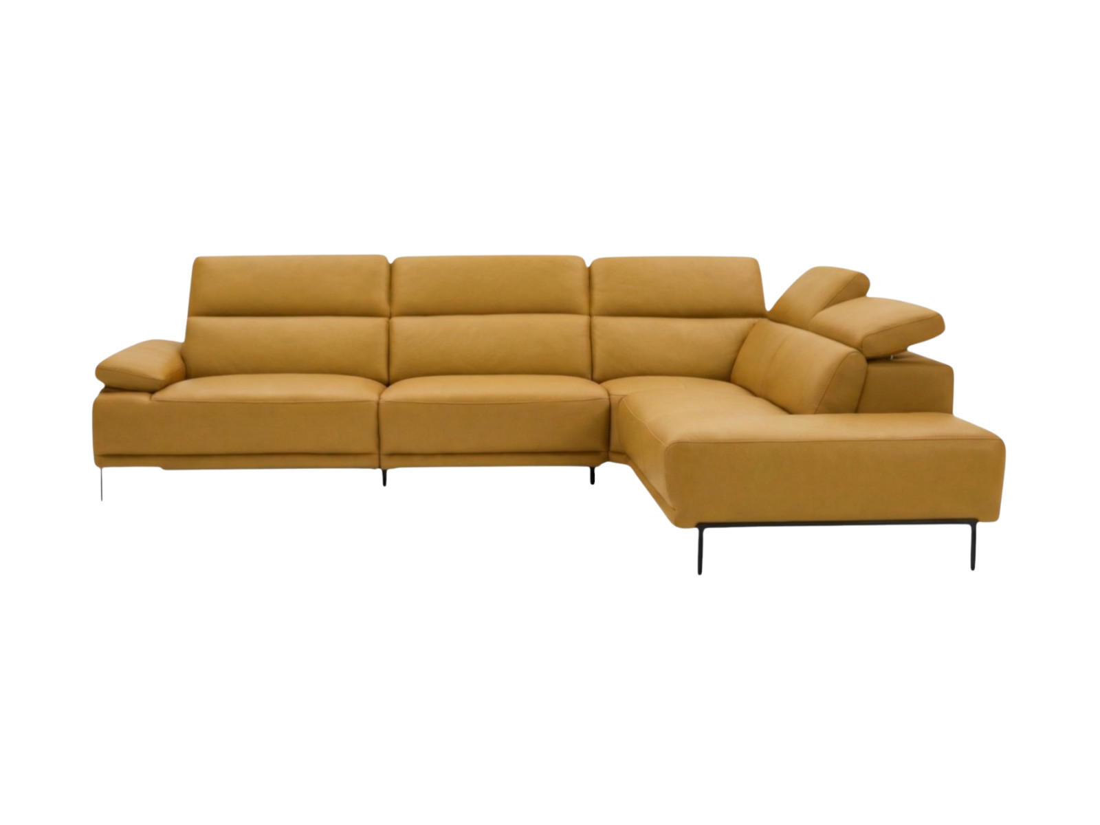 ECKSOFA Fiesta Echtleder Senfgelb - Gelb, Leder/Metall (282/220cm)