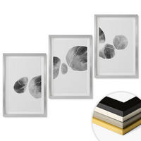 WANDBILDER 3er Set - 40x60 cm Silberner Rahmen - Abstrakte Kunst, Farbspritzer - Silberfarben, Kunststoff (40/60cm) - ArtPrintCave