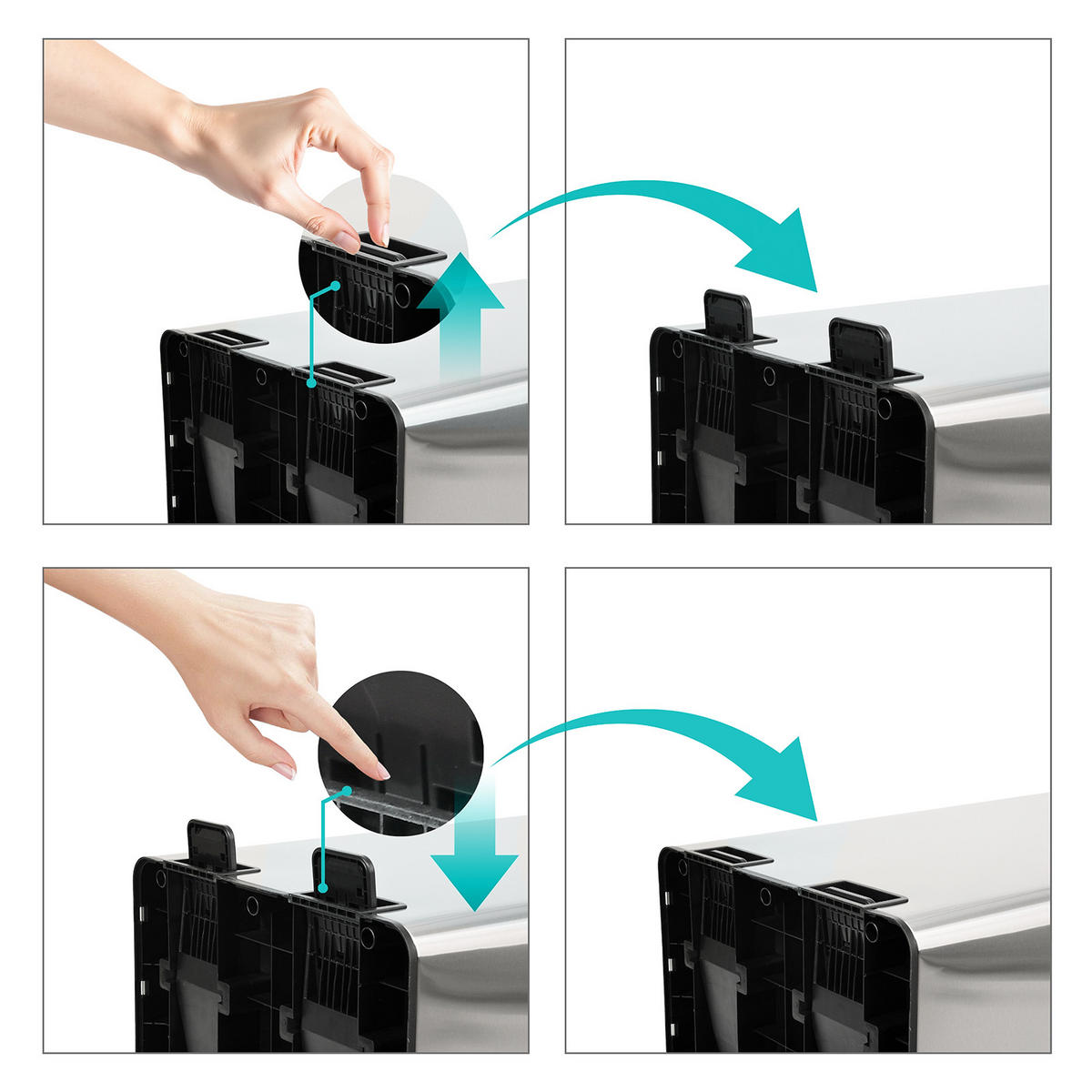 MÜLLTRENNSYSTEM TMH2X30 2x30L 2 Fächer Mülleimer Edelstahl Silber - Silberfarben, Metall (47/72/32cm) - SVITA