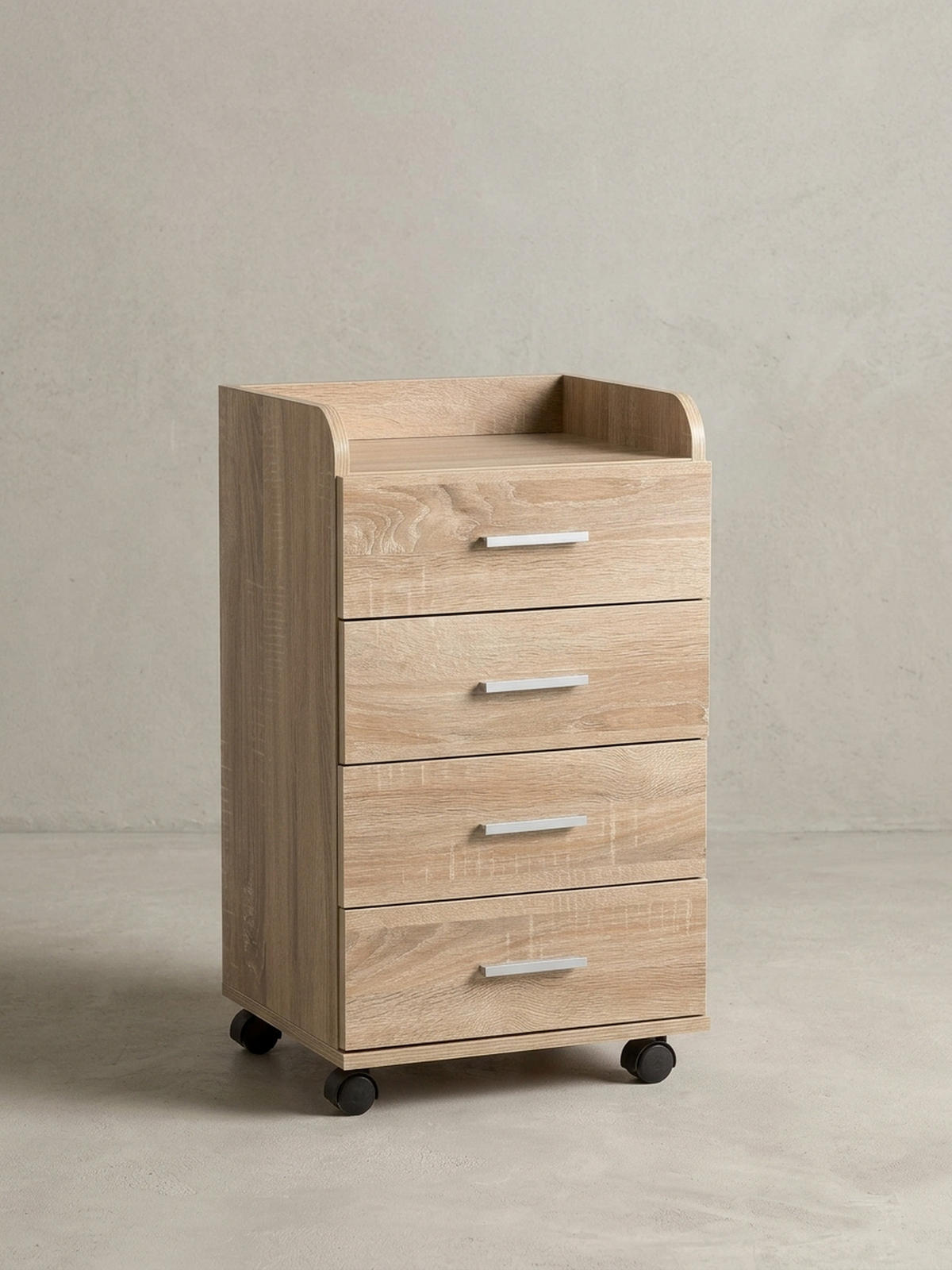 ROLLCONTAINER 4 Schubladen Ablage Melaminbeschichtet ISONZO, Beige 40x33x71 cm - Beige/Schwarz, Holz/Kunststoff (40/71/33cm) - KADIMA DESIGN