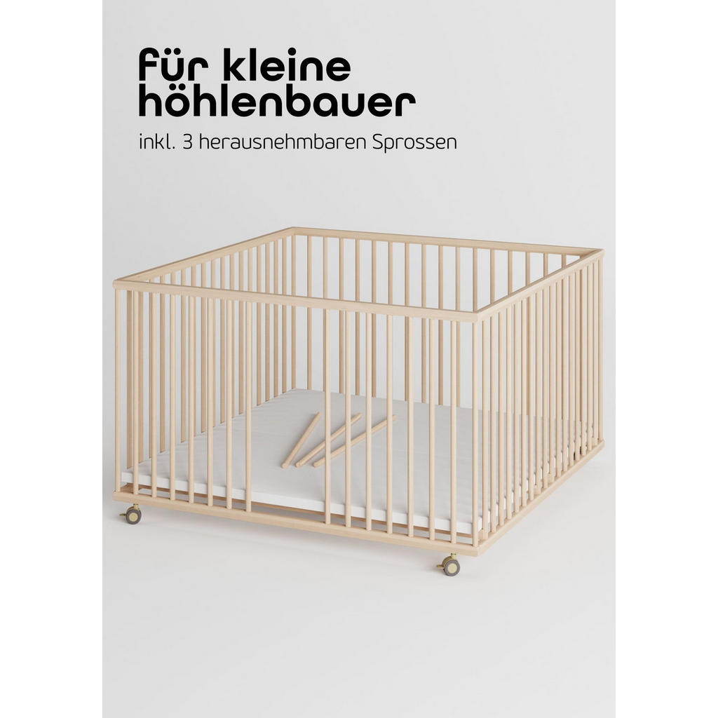 Thumbnail - Sämann – make a difference. Laufgitter, Natur, Holz, Echtholz,Buche, 120x74x120 cm, Babymöbel, Laufstall Baby