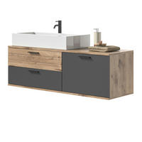 WASCHTISCHKOMBI Eiche, grau 140 cm inklusive Waschbecken, Soft-Close - Eichefarben/Schwarz, Keramik/Holzwerkstoff (140/62/48cm) - Inn.Furn