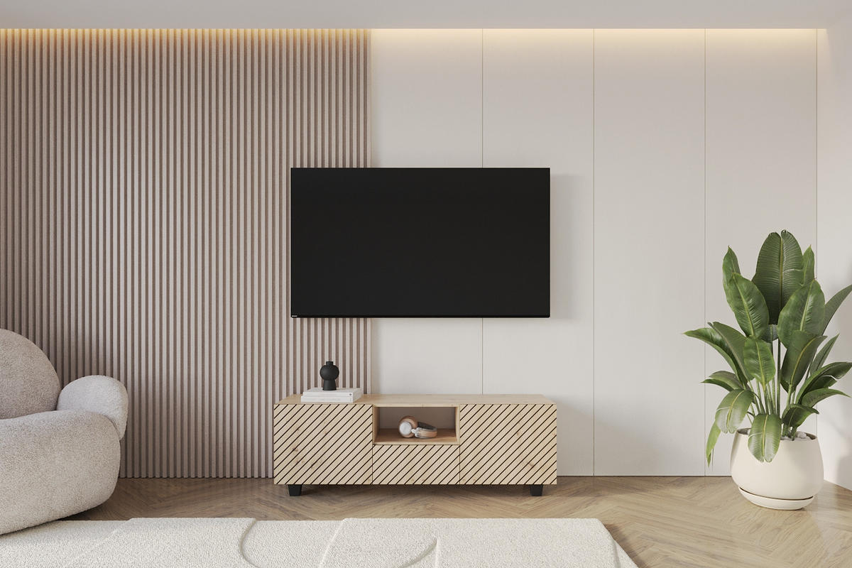 LOWBOARD SENI-S 140x50x41 cm - Artisan - Schwarz/Eiche Artisan, Holzwerkstoff (140/50/41cm) - ALTDECOR