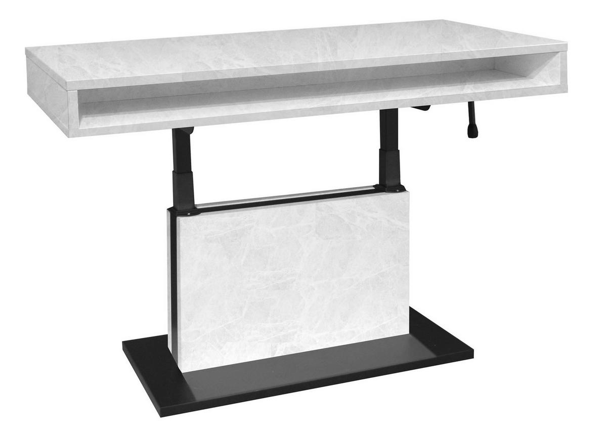 COUCHTISCH Höhenverstellbar Else 2 110x59x60 Holz Keramikoptik Weiß - Hellgrau/Schwarz, Holzwerkstoff (110/60/59cm) - 58aufmkessel