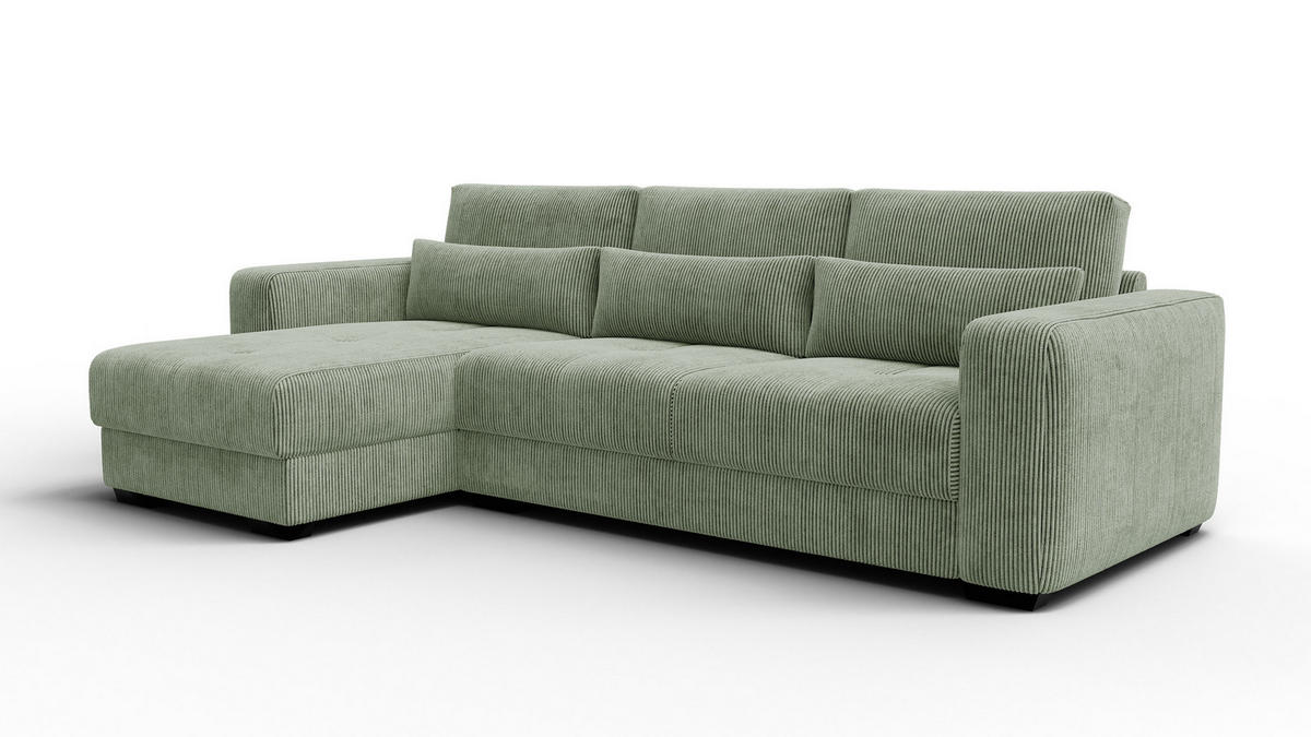 ECKSOFA OLI 4-Sitzer links, salbeigrün - Salbeigrün, Holz/Textil (295/172cm) - Courtois Laville