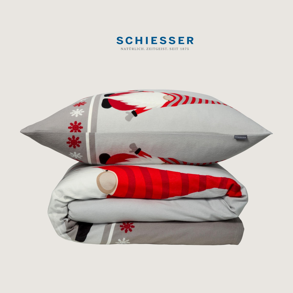 BETTWÄSCHESET Balduin - Feinbiber - 2-teilig - 135 x 200 cm - Grau - Grau, Textil (135/200cm) - SCHIESSER