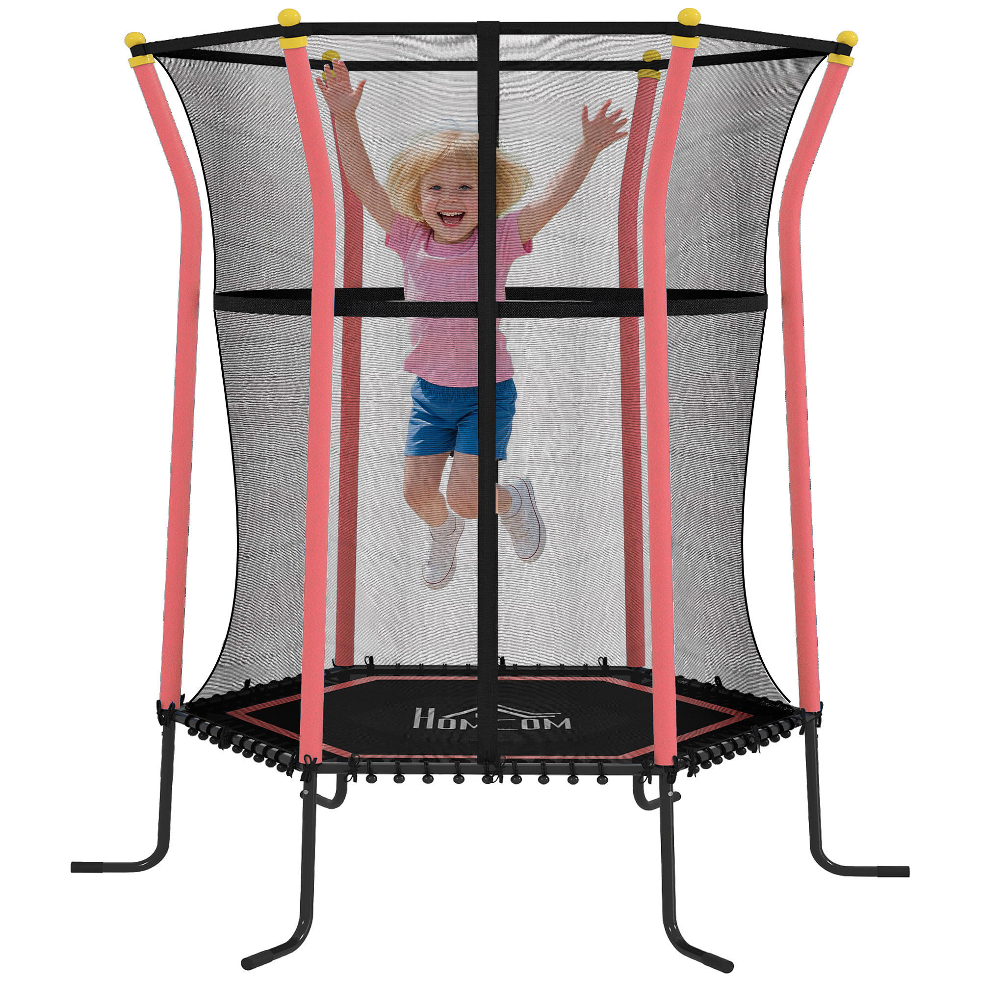 TRAMPOLIN DE-10778 Ø163,5 cm mit Sicherheitsnetz Schwarz & Rot - Rot, Metall (163.5/163.5cm) - ComfortXL