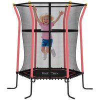 TRAMPOLIN DE-10778 Ø163,5 cm mit Sicherheitsnetz Schwarz & Rot - Rot, Metall (163.5/163.5cm) - ComfortXL
