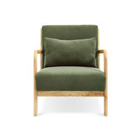 VINTAGE-SESSEL Marie aus skandinavischem Cord und Holz in Khaki - Akaziefarben/Grün, Holz/Textil (65/74/84cm) - Sicaan