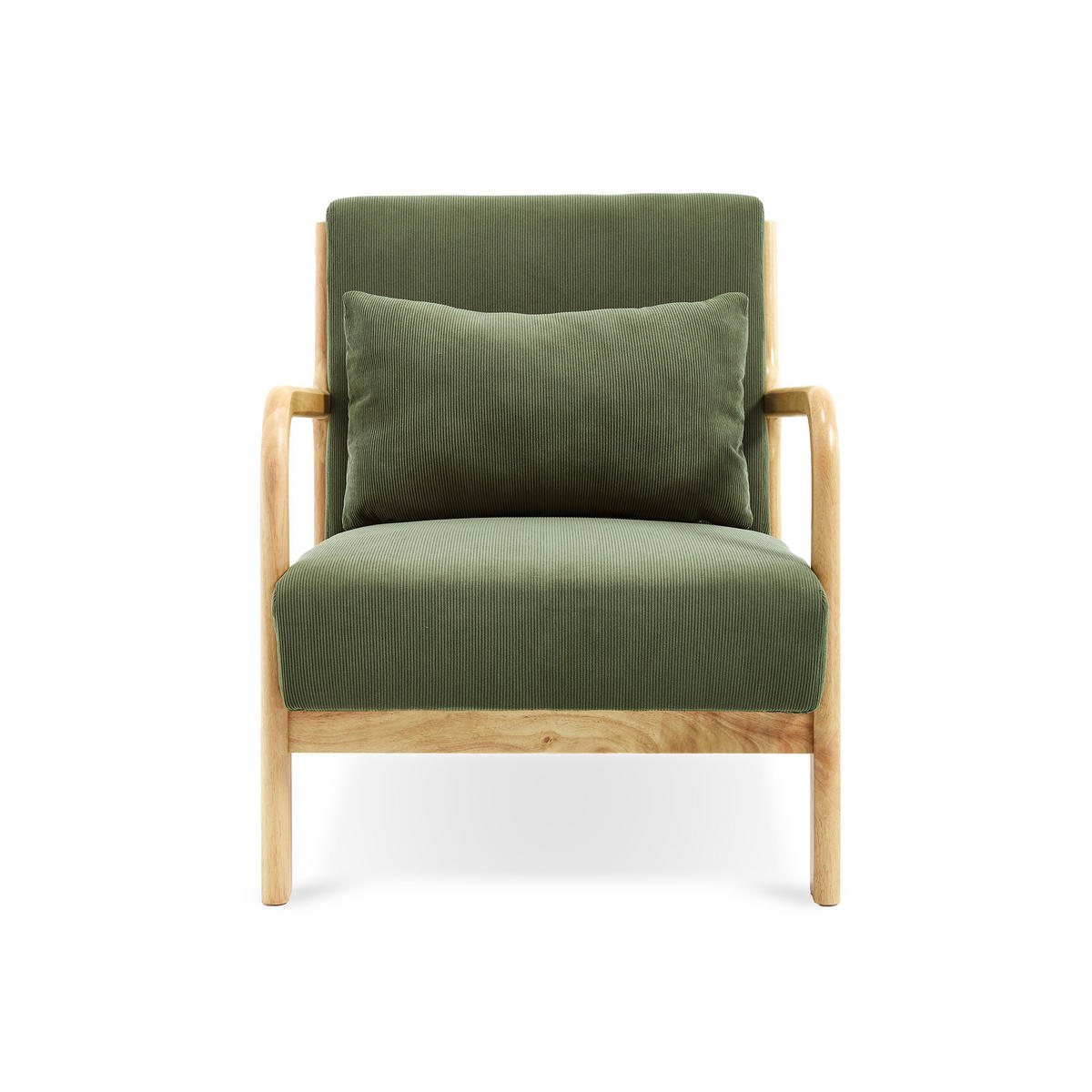 VINTAGE-SESSEL Marie aus skandinavischem Cord und Holz in Khaki - Akaziefarben/Grün, Holz/Textil (65/74/84cm) - Sicaan