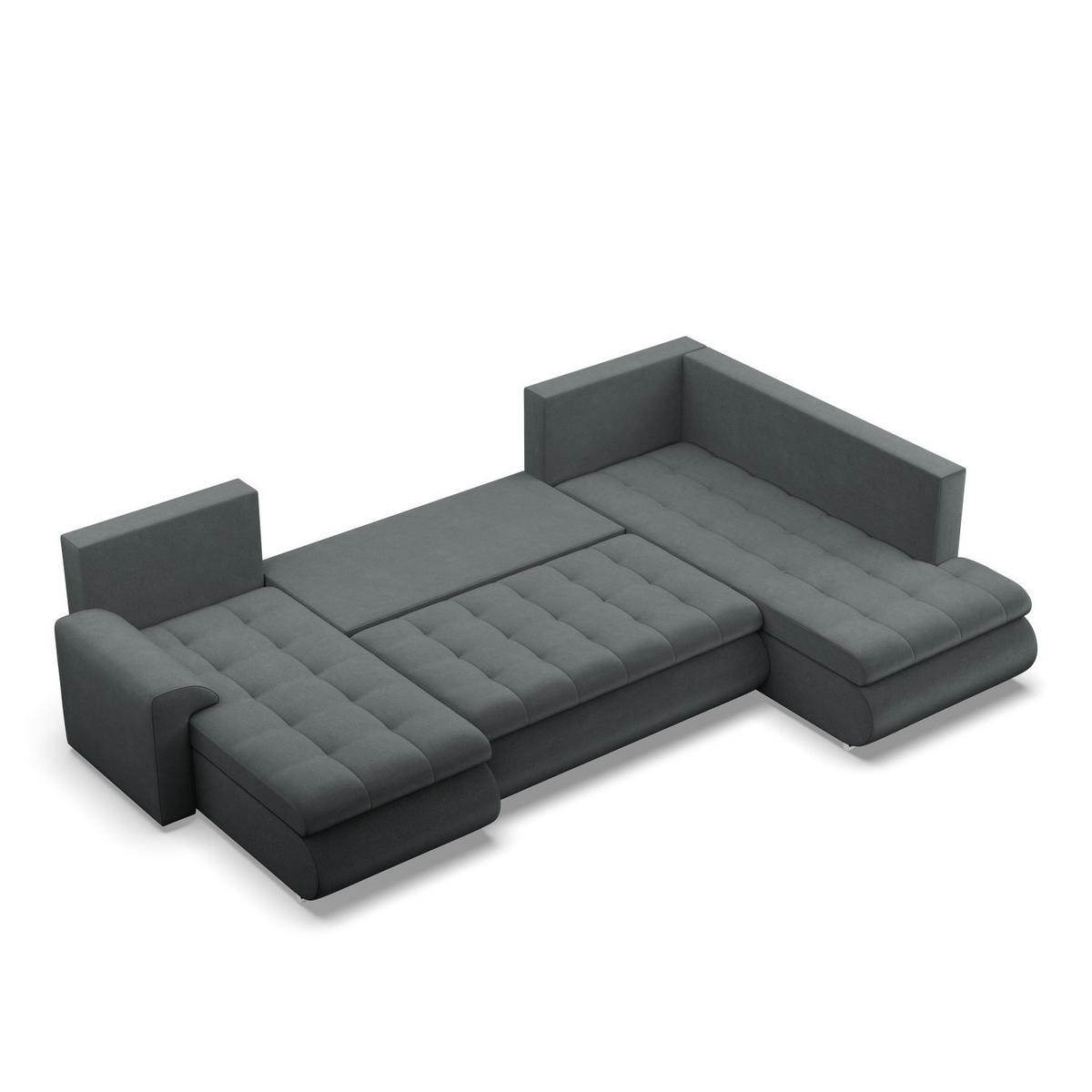 U-SOFA MIT SCHLAFFUNKTION FORESTA, Dunkelgrau - Dunkelgrau, Textil (300/89/200cm)