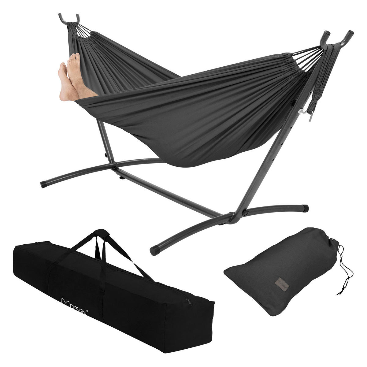 HÄNGEMATTE grau - Dunkelgrau, Metall (99/98/255cm) - ML-DESIGN