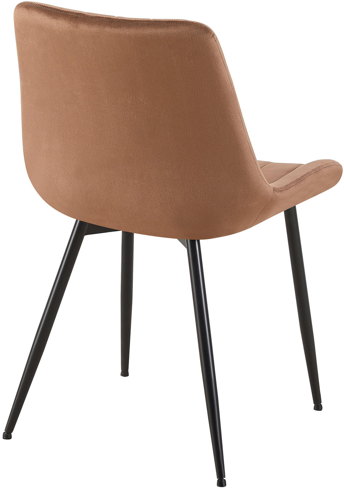 STUHL 2er Set Samt braun - Schwarz/Braun, Textil/Metall (46/82/61cm) - CLP