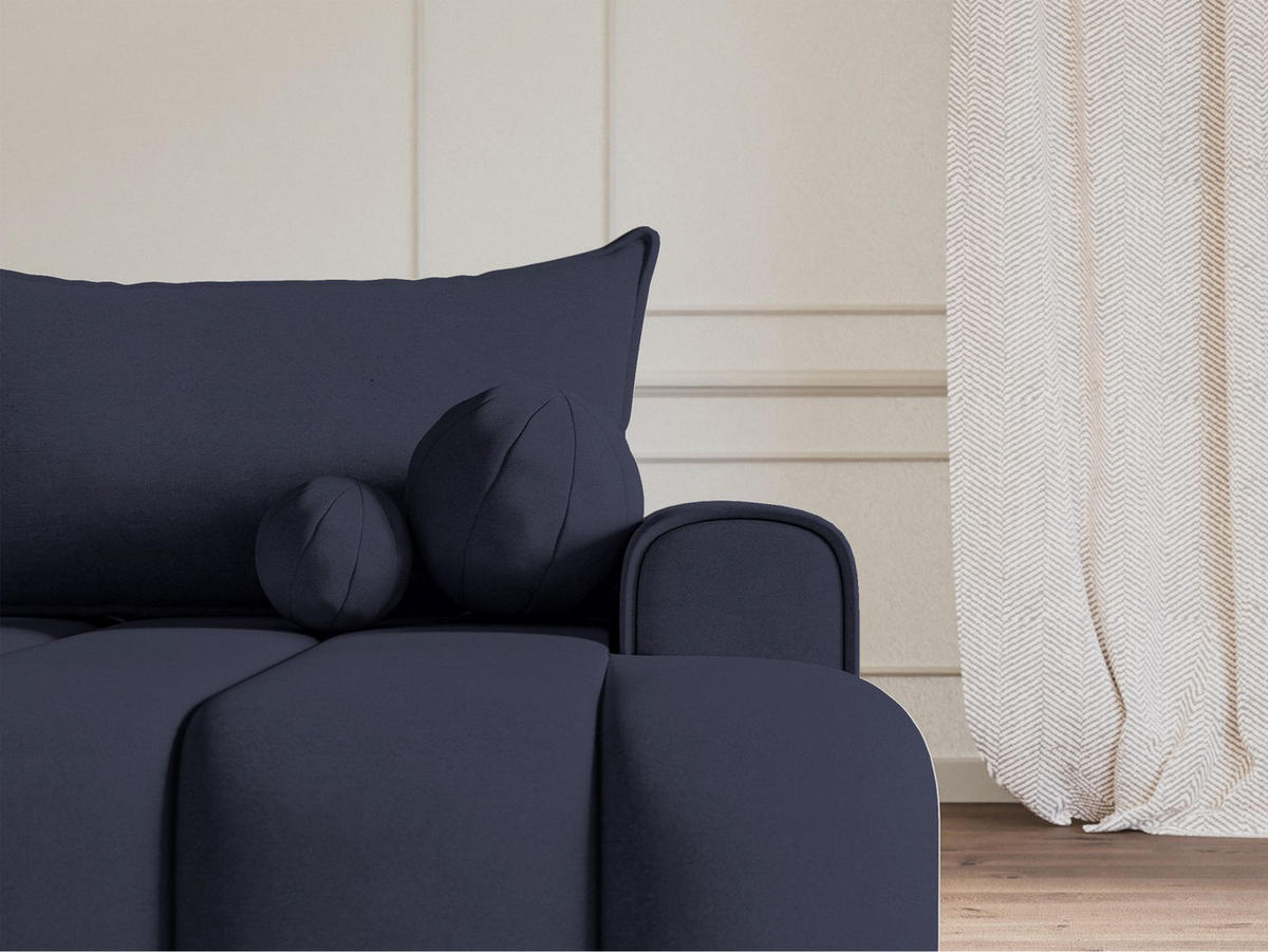 ECKSOFA Dandelino Marineblau mit Samtbezug, rechts - Schwarz/Dunkelblau, Kunststoff/Textil (275/168cm) - Selsey