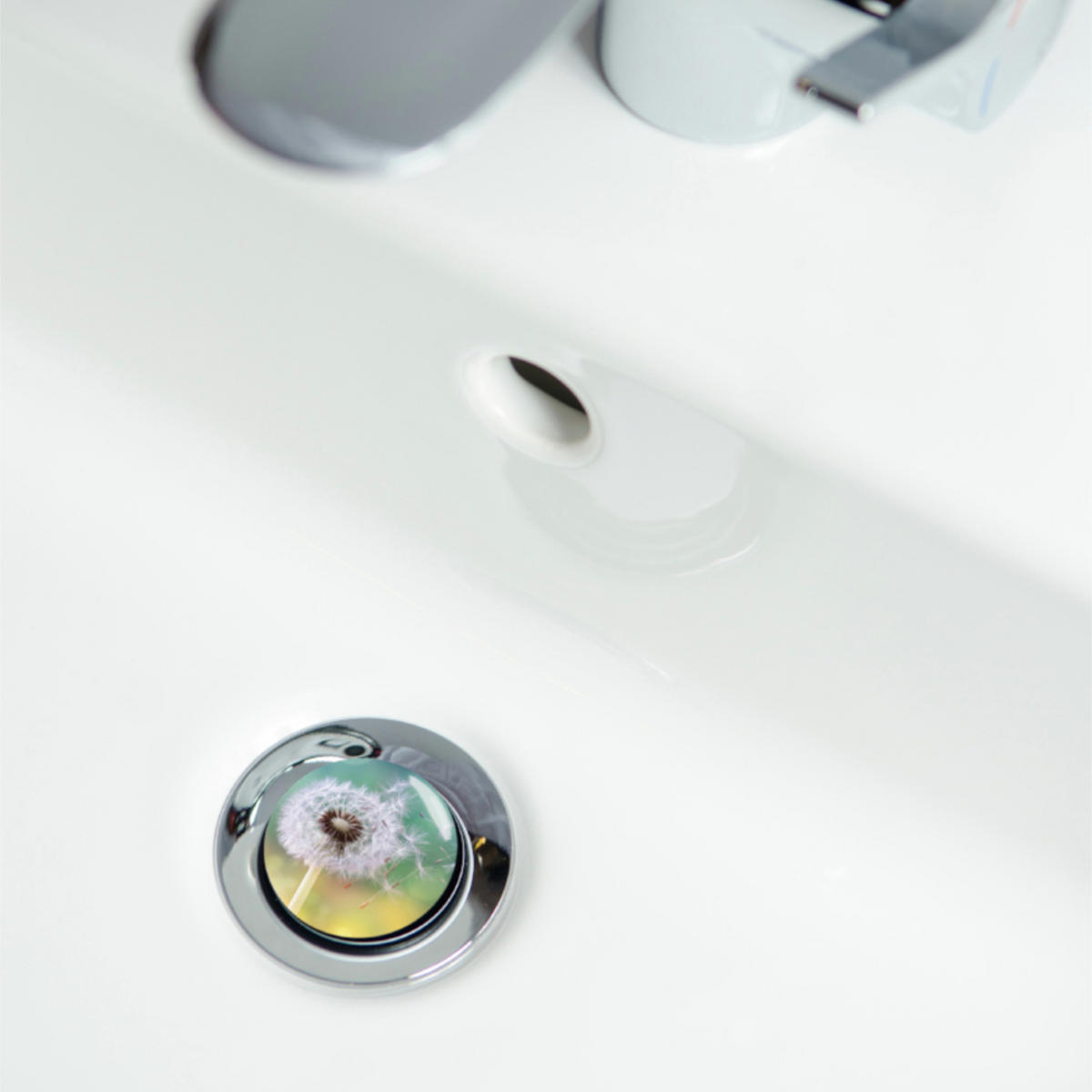 WASCHBECKENSTÖPSEL Pusteblume - Gelb, Kunststoff/Metall (4/7/7cm) - Sanilo