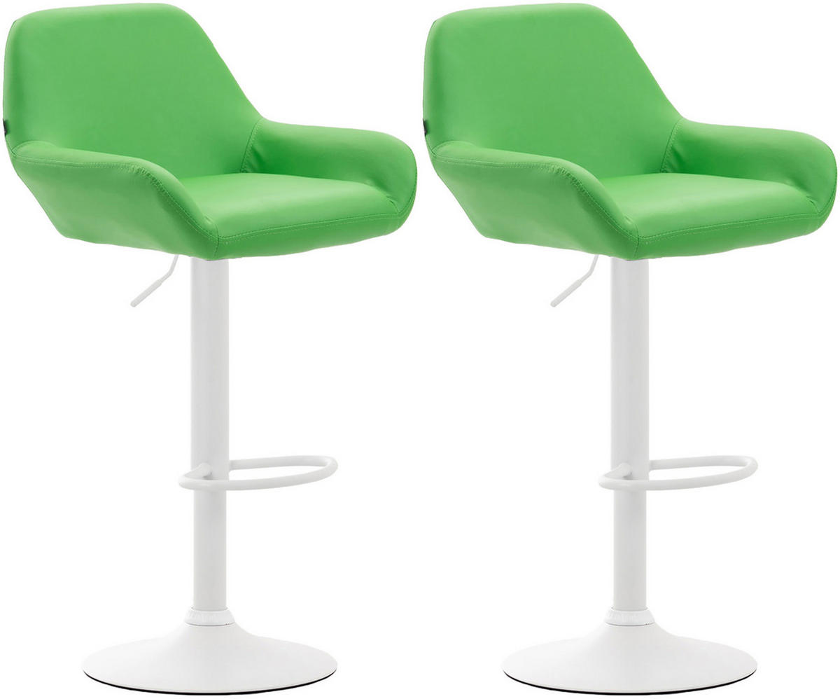 BARHOCKER 2er Set Lederlook grün - Weiß/Grün, Textil/Metall (51/89/52cm) - CLP