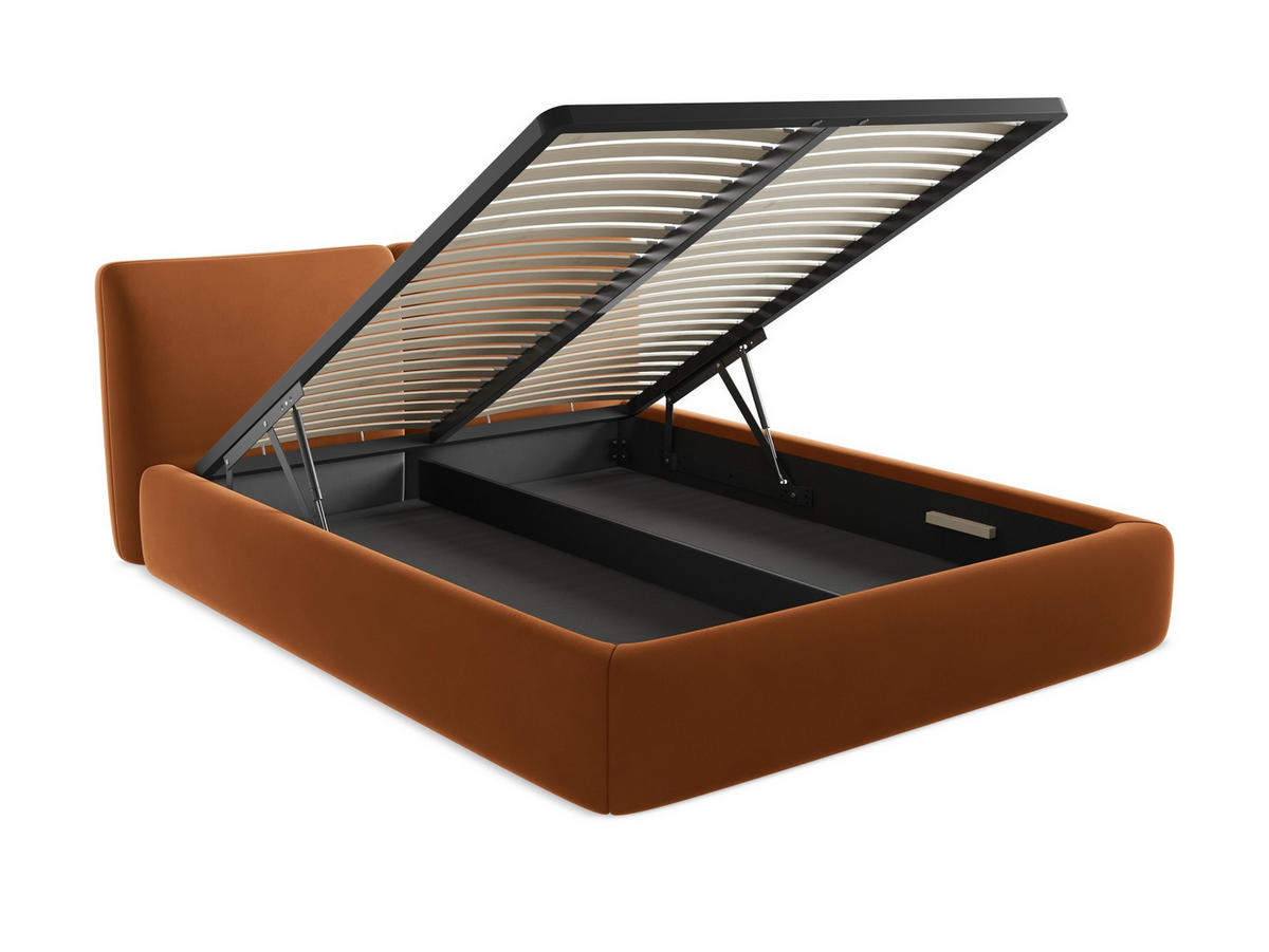 POLSTERBETT mit Bettkasten und Lattenrost 180x228 Orange - Terracotta/Schwarz, Kunststoff/Textil (160/200cm) - Makamii