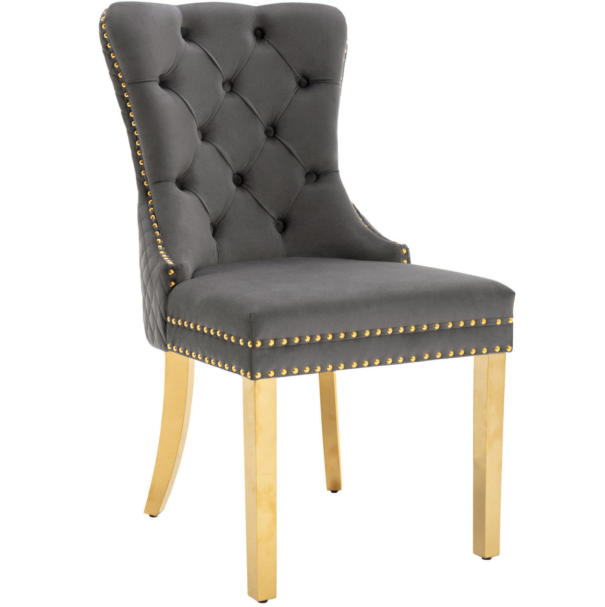 ESSZIMMERSTUHL 2er-Set Samt mit Zugring 50,5 x 45 x 95 cm Grau/Gold - Grau, Metall (45/95/50.5cm) - Meubliv
