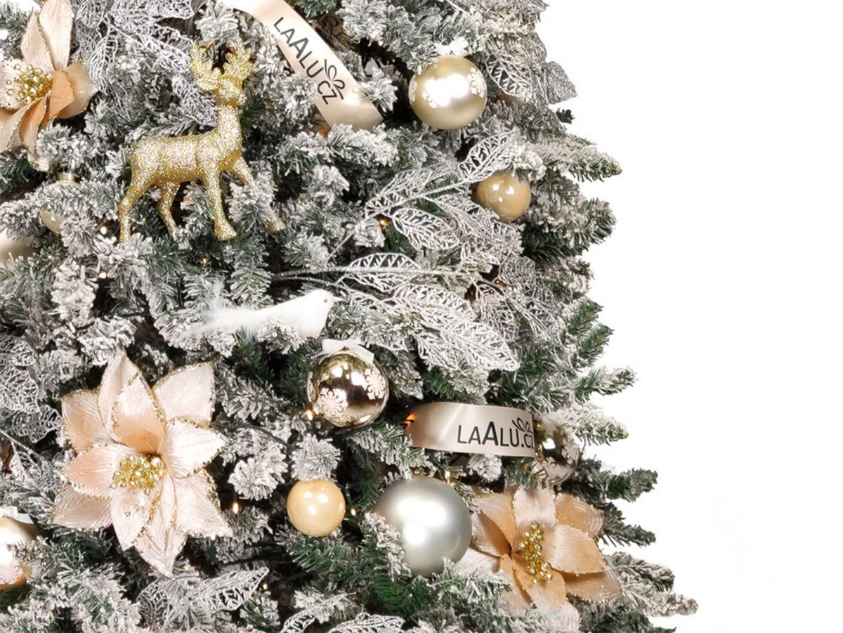 LAALU WEIHNACHTSBAUM geschmückt künstlich mit 120 Ornamenten SOFT TONES 240 cm Baum mit Ständer und Weihnachtsschmuck - Silberfarben/Weiß, Kunststoff (240cm) - LAALU
