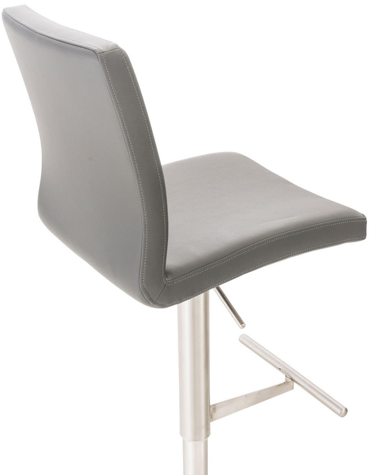BARHOCKER Cadiz 93x40x49 cm grau - Grau, Leder (40/93/49cm) - furnicato