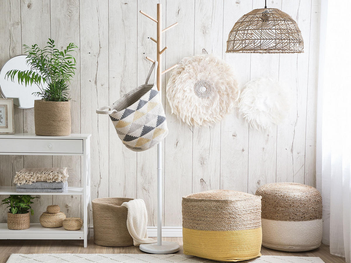 POUF Dalama 46/46/48 cm - Beige, Naturmaterialien (46/48/46cm) - Beliani