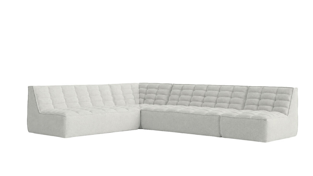 ROHOVÁ SEDAČKA modulární ve tvaru L, plyšová tkanina Pop, Ice, Pravá strana, LAZY L - bílá, dřevo (333/253cm) - Kaiser Möbel