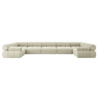 WOHNLANDSCHAFT modulares Sofa Birno-U3 - 475x190x70 cm Beige Velours - Beige, Holzwerkstoff/Textil (475/70/190cm) - ALTDECOR