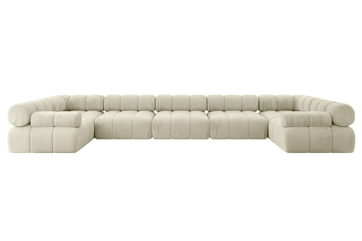 WOHNLANDSCHAFT modulares Sofa Birno-U3 - 475x190x70 cm Beige Velours - Beige, Holzwerkstoff/Textil (475/70/190cm) - ALTDECOR